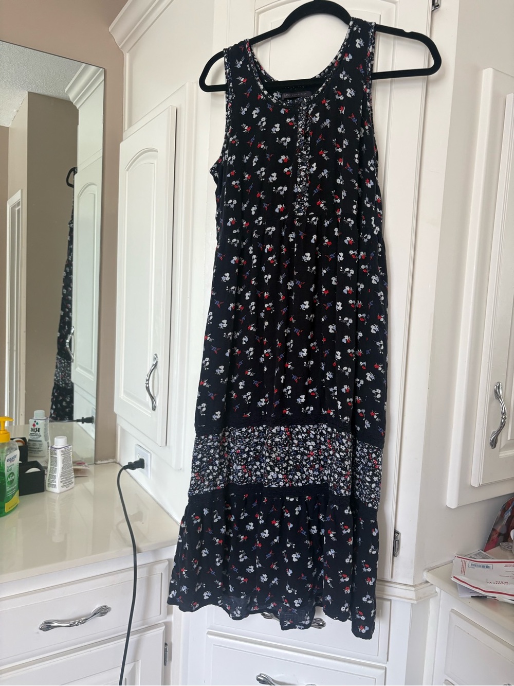 Marks & Spencer Navy Sleeveless Floral Midi Dress size 6 sundress
